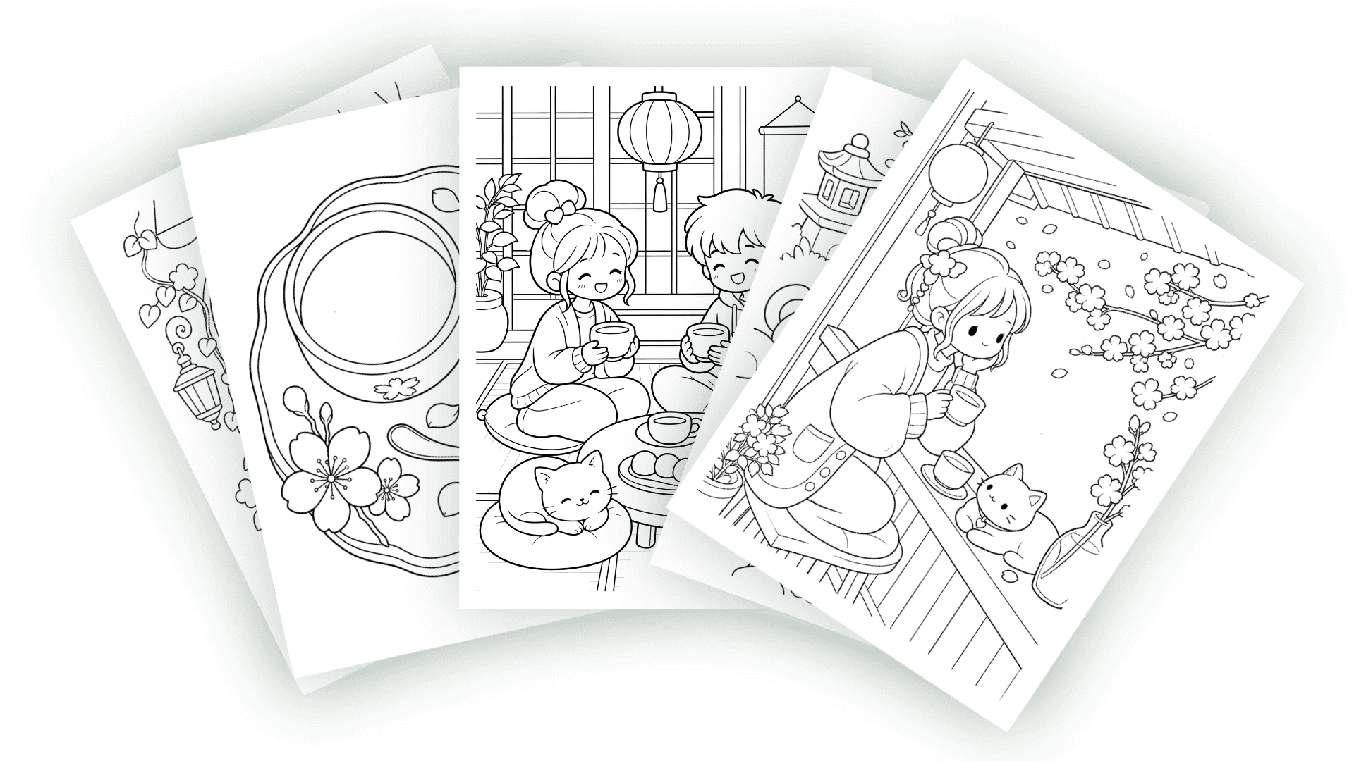 Free sample pages from Cozy Japan: Matcha Cafes Coloring Book