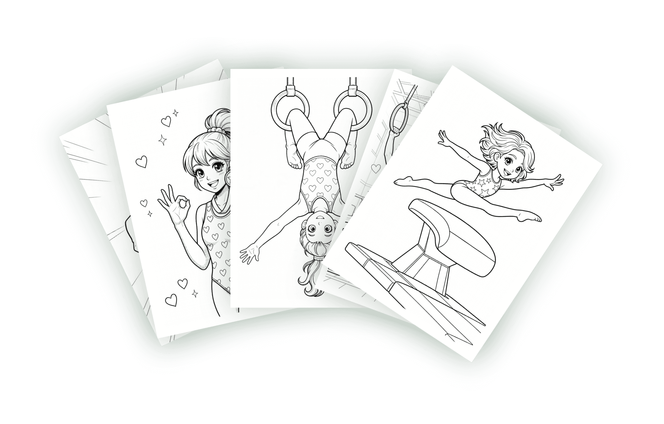 Free sample pages from Gymnastics Coloring Book for Tweens - Manga Style