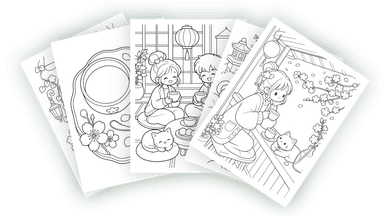 Sample page from Cozy Japan: Matcha Cafes Coloring Book