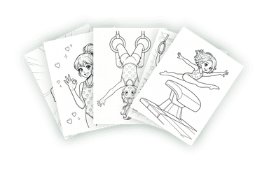 Sample page from Gymnastics Coloring Book for Tweens - Manga Style